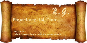 Mayerberg Gábor névjegykártya